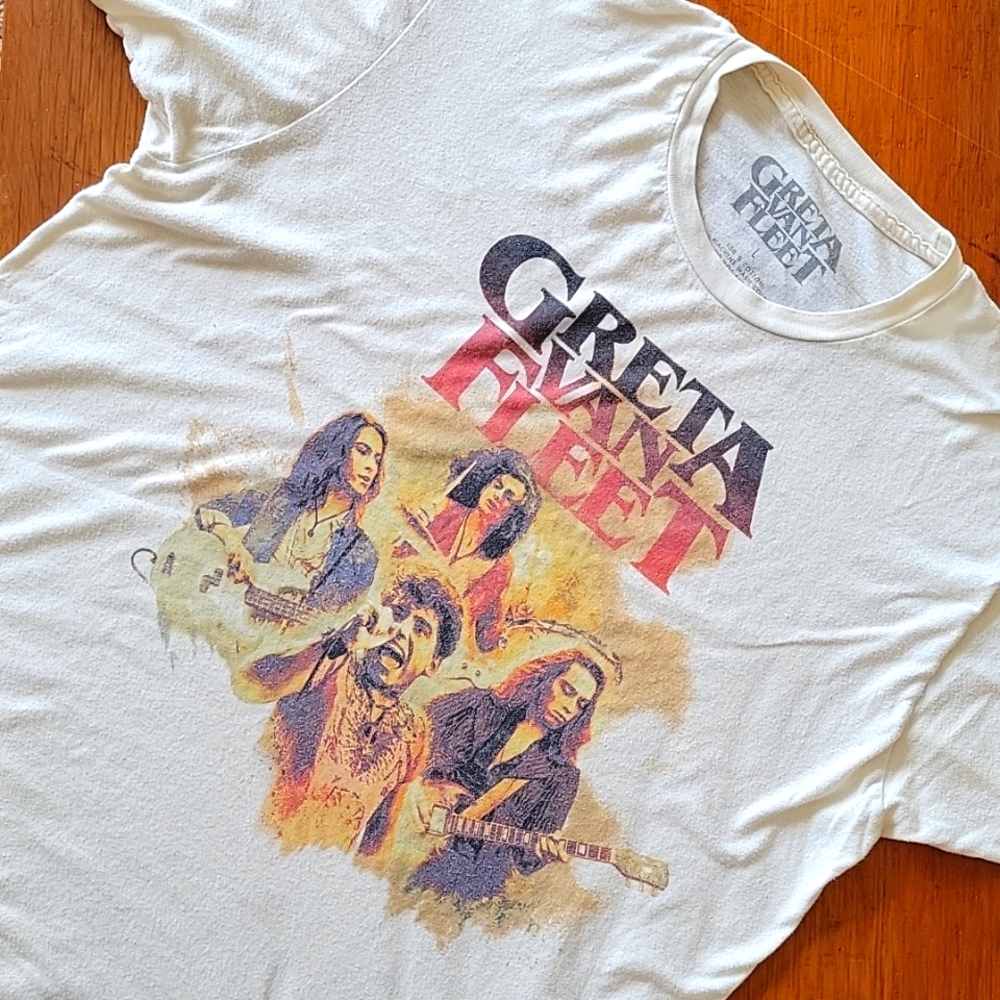 BAND TEE Greta Van Fleet, 2018 World Tour, Cream, Men's Large